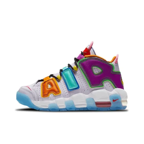 Nike Air More Uptempo Slip-Resistant Abrasion-Resistant MID Топ Детские Баскетбольные Кроссовки Оранжевый Синий Фиолетовый