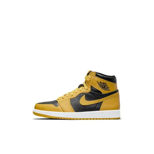 Jordan 1 Ретро High OG 'Pollen' Амортизация High Топ Детские Баскетбольные Кроссовки Черный Желтый