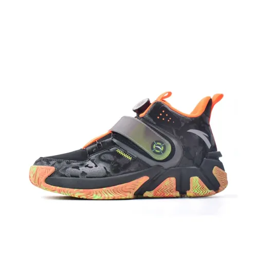 Antakids Sniper Slip-resistant Abrasion-resistant High Top Kids Lifestyle Shoes Black Orange Teenagers Антакидс Снайпер Противоскользящий Устойчивый к истиранию Высокий Топ Детские Лайфстайл Обувь Черный Оранжевый Подростки