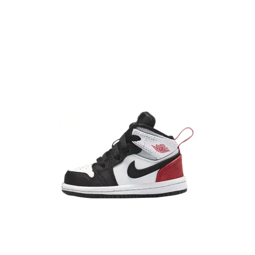 Jordan Air Jordan 1 High Топ Обувь для малышей Черный белый красный Infant и Toddler