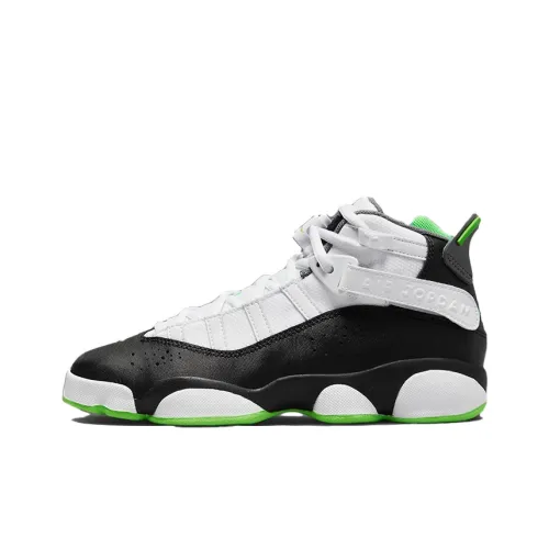 Jordan Air Jordan 6 Кольца High Топ Детские Баскетбольные Кроссовки Белый Черный Зеленый Подростки