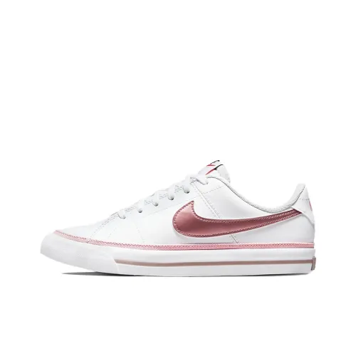 Nike Court Legacy Slip Resistant Abrasion Resistant Низкий Топ Детские Скейтбординги Белый жемчуг Розовый