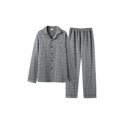 DV Gray Plaid Men's Pajama Sets