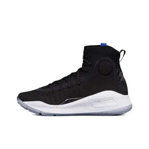 Under Armour Curry 4 Нескользящий Легкий Высокий Топ Детские Баскетбольные Кроссовки Черный Белый Подростки