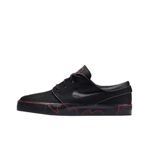 Nike SB Stefan Janoski Амортизация Износостойкий Низкий Топ Детские Скейтбординги Черный Красный Подростки