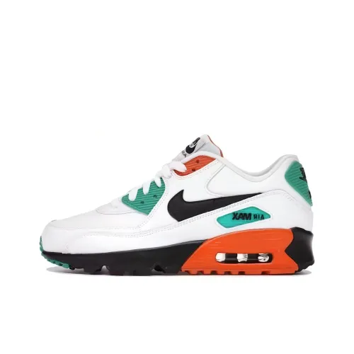 Nike Air Max 90 Кожа Амортизация Износостойкий Низкий Топ Детские Беговые Кроссовки Белый Оранжевый Подростки