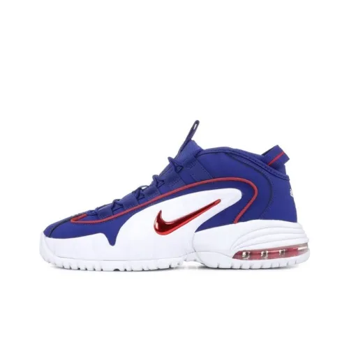 Nike Air Max Penny MID Топ Детские Баскетбольные Кроссовки Сине-Белые Подростковые