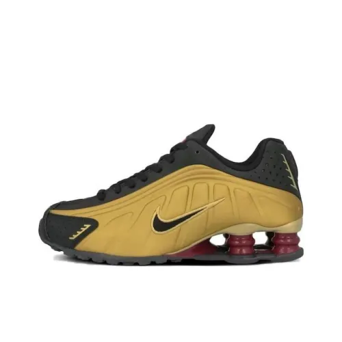 Nike Shox R4 Амортизация Износостойкий Низкий Топ Детские Беговые Кроссовки Золотой Подростки