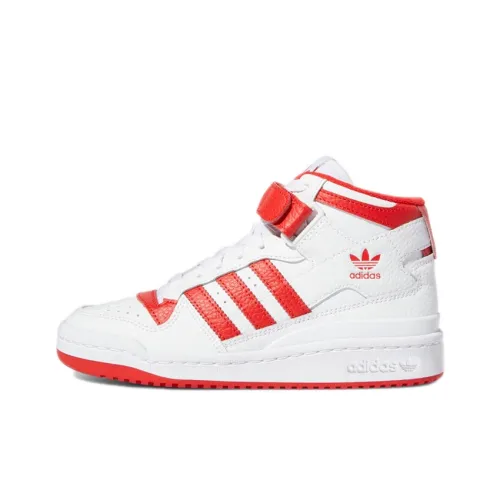 Adidas Originals Forum Mid J MID Топ Кроссовки для скейтбординга Белый Красный Подростки