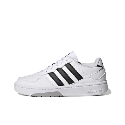 Adidas Originals Courtic J Slip Resistant Abrasion Resistant Низкий Топ Детские Скейтбординг Белый Черный Подростки