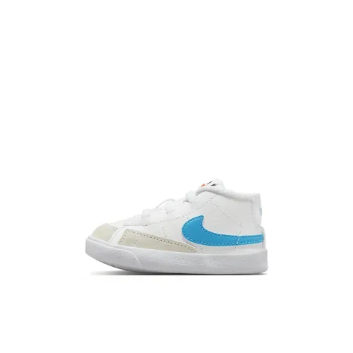 nike Blazer Slip-resistant Abrasion-resistant MID Топ Обувь для малышей Белый Синий Infant и Toddler