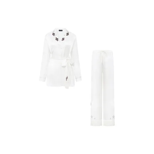 SILKY MIRACLE FW24 Пижамный комплект Женские Pearl White Fringe Одежда Sets