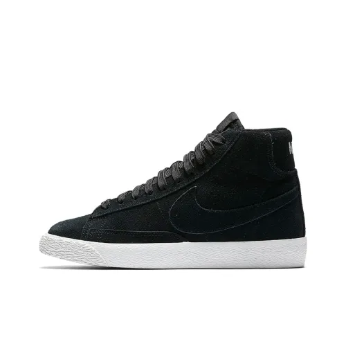 Nike Blazer Mid Топ Детские Скейтбординги Черный Замша Подростки