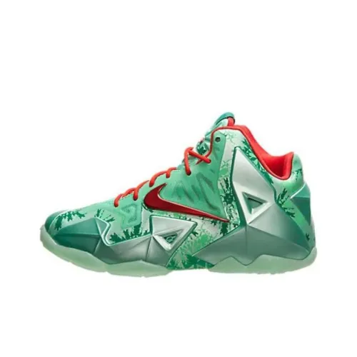 Nike Lebron 11 GS Амортизация Износостойкий Высокий Топ Детские Баскетбольные Кроссовки Красный Зеленый Подростки