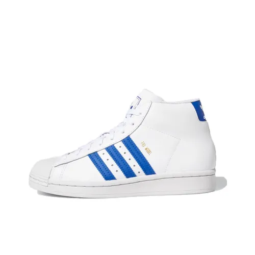 Adidas Originals Pro Model Дышащий MID Топ Детский Скейтбординг Белый Синий Подростки