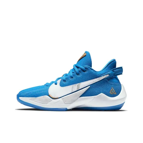 Nike Freak 2 'Сигнальный Синий' Низкие Баскетбольные Кроссовки Белый Синий Подростки