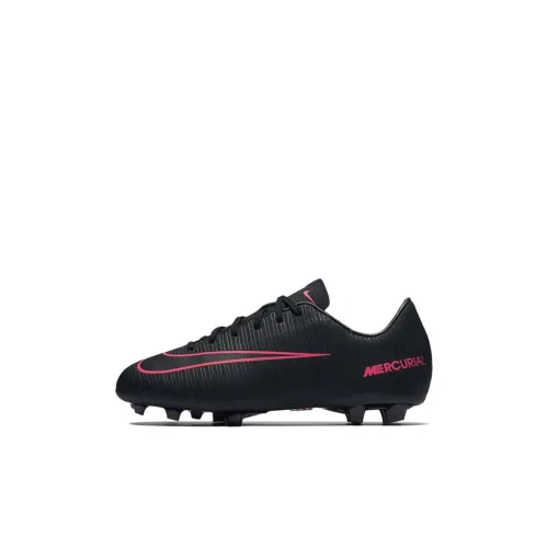 Nike Mercurial Victory Jr. 6 FG противоскользящие устойчивые к истиранию легкие низкий топ футбольные бутсы черный розовый детский