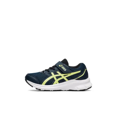 Asics Jolt 3 Устойчивый к истиранию Дышащий Низкий Топ Беговые кроссовки Темно-синий Желтый Для детей 3-7 лет