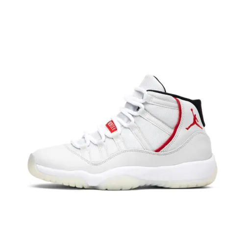 Jordan Air Jordan 11 Platinum Tint Амортизация High Top Детские Баскетбольные Кроссовки Белый Красный