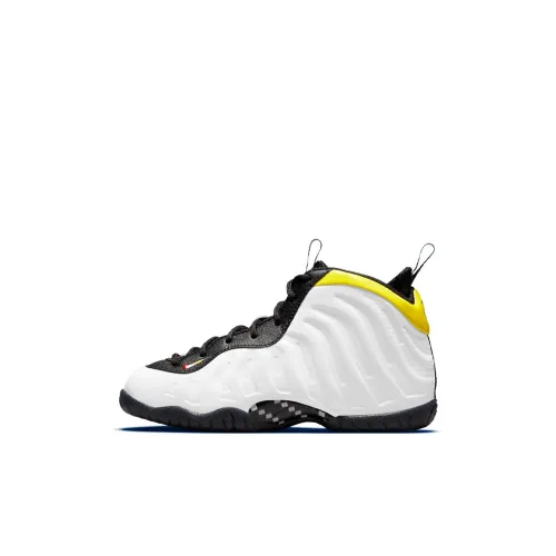 Nike Little Posite One High Топ Детские Баскетбольные Кроссовки Белый Черный Желтый Для Дети Возрастом 3-7 Лет