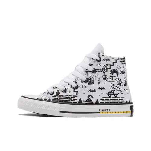 Converse Chuck Taylor All Star Полный принт Высокие кеды для детей Черный Белый Подростки