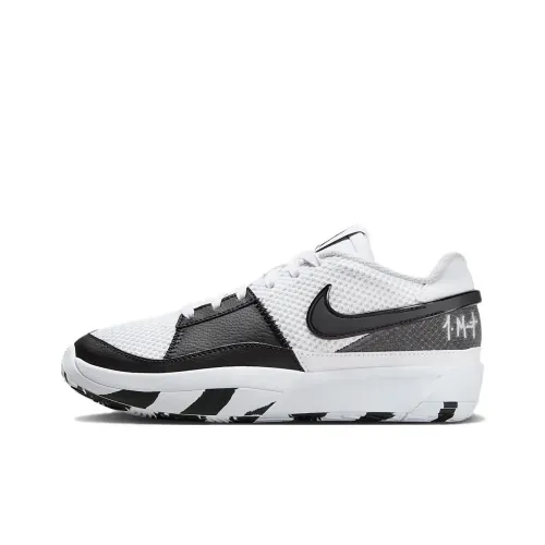 Nike Ja 1 Ja Morant 1 Амортизация Износостойкий Низкий Топ Детские Баскетбольные Кроссовки Черный Белый