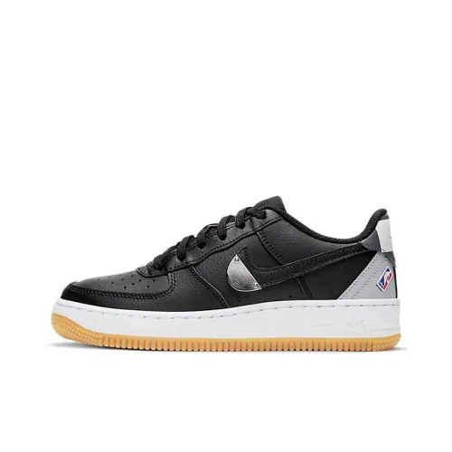 Nike Air FORCE 1 NBA Упаковка Устойчивый к истиранию Низкий Топ Детские Скейтбординги Черный Серый