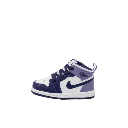 Jordan Air Jordan 1 High Топ Обувь для малышей Белый фиолетовый Infant Wa Toddler