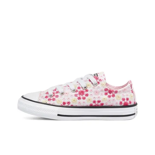 Converse Chuck Taylor All Star Low Топ KIDS Кеды Вышивка Розово-белый