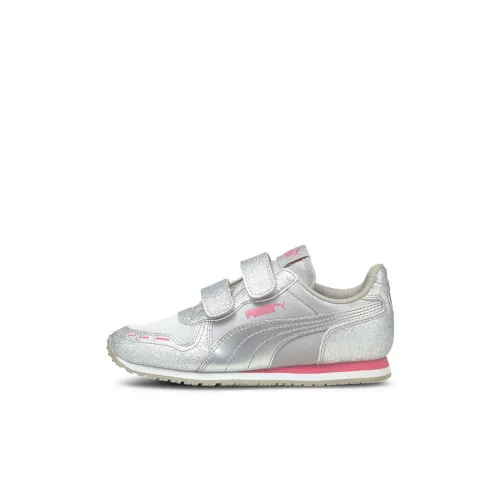 PUMA Cabana Racer Glitz Low Топ Детские беговые кроссовки Серебряный Children Возраст 3-7 лет
