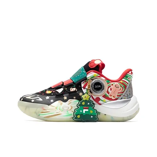 FILA KIDS Амортизация Низкий Топ Детские Баскетбольные Кроссовки Черный Красный Подростки