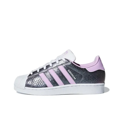 Adidas Originals Superstar Series J Устойчивый к истиранию низкий топ для детей для скейтбординга серебристо-розовый для подростков