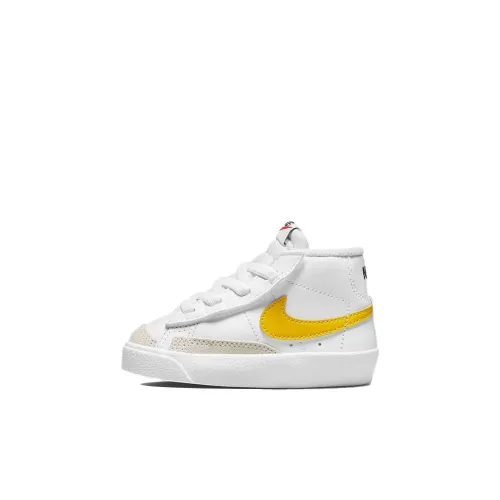nike Blazer '77 Противоскользящие амортизаторы Slip Resistant Shock Absorbers MID Топ Обувь для малышей Белый желтый Infant And Toddler