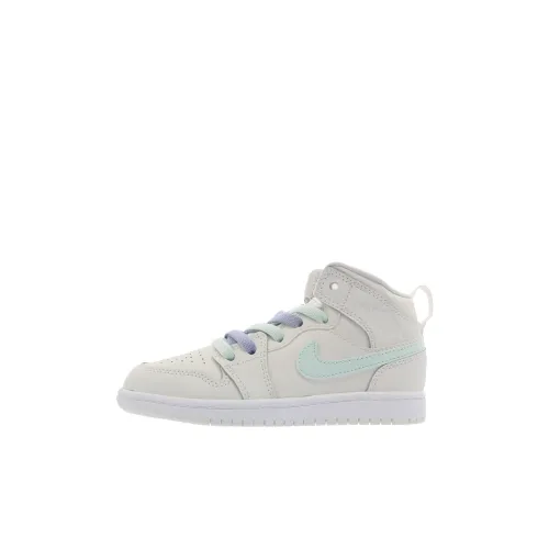 Jordan Air Jordan 1 MID Призрачный IGLOO MID Топ Детские баскетбольные кроссовки Серый для детей 3-7 лет
