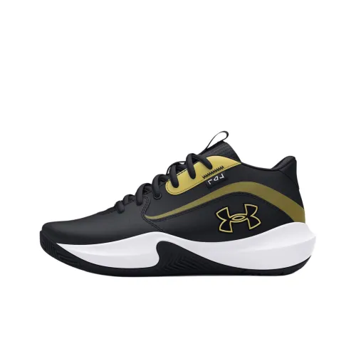Under Armour Lockdown 7 Детские баскетбольные кроссовки Низкий топ Черный/Металл Золотой Школьный возраст