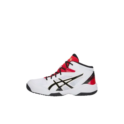 Asics 8 Износостойкий MID Топ Детские Баскетбольные Кроссовки Белый Черный Красный Детский