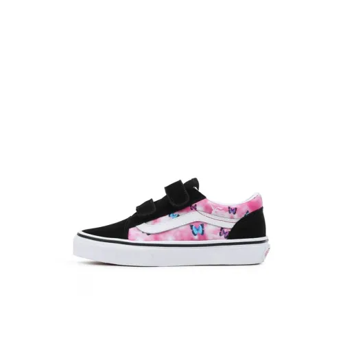 VANS Old Skool Collection Butterfly Dream Velcro Низкие Кеды для Скейтбординга Детские Черные Розовые