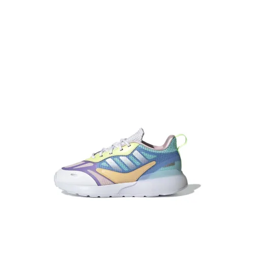 Adidas Originals ZX 2K 2,0 Аbrasion Resistant Детские повседневные кроссовки Белый Синий Фиолетовый Дети 3-7 лет