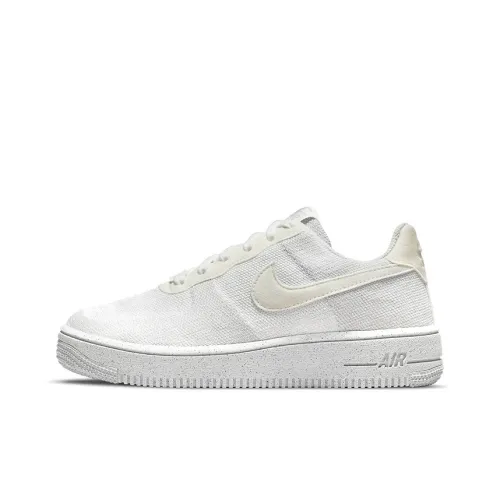 Nike Air Force 1 Crater Flyknit Low Топ Детские Скейтбординги Костяной Белый Подростки