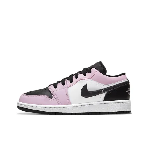 Jordan Air Jordan 1 Low Противоскользящие амортизаторы Низкий топ Детские баскетбольные кроссовки Черный Розовый