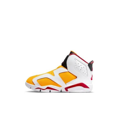 Jordan Air Jordan 6 MID Топ Детские баскетбольные кроссовки Белый Желтый Для детей 3-7 лет