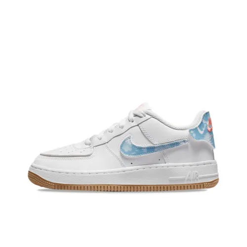 Nike Air FORCE 1 Устойчивый к истиранию Низкий Топ Детские Скейтбординг Белый Синий