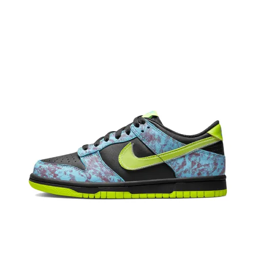 nike Dunk ACID Wash Устойчивый к истиранию Низкий Топ Детские Скейтбординги Сине-зеленый