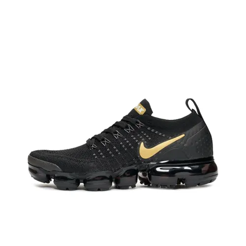 Nike VaporMax Flyknit 2 Low Топ Детские беговые кроссовки Черный Золотой