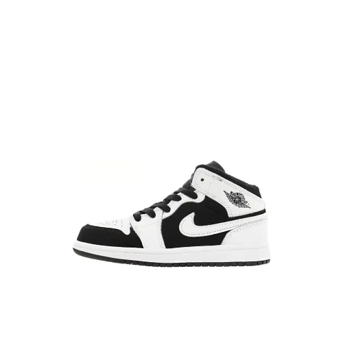 Jordan Air Jordan 1 MID Белый черный Белый MID Топ Детские баскетбольные кроссовки Черный белый Детские 3-7 лет