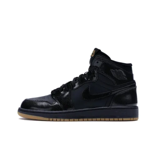 Jordan Air Jordan 1 Ретро Черный Gum MID Топ Детские Баскетбольные Кроссовки Черные Подростковые