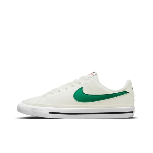 Nike Court Legacy Slip Resistant Abrasion Resistant Низкий Топ Детские Скейтбординги Белый Зеленый Подростки