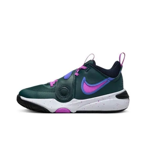 nike Team Hustle D 11 Удобный Амортизация Износостойкий Низкий Топ Детские Беговые Кроссовки Черный Фиолетовый Подростки