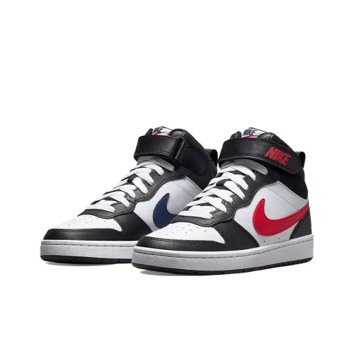 Nike Court Borough MID 2 Устойчивый к истиранию Баланс Поддержка MID Топ Детские Скейтбординги Черный Красный Синий