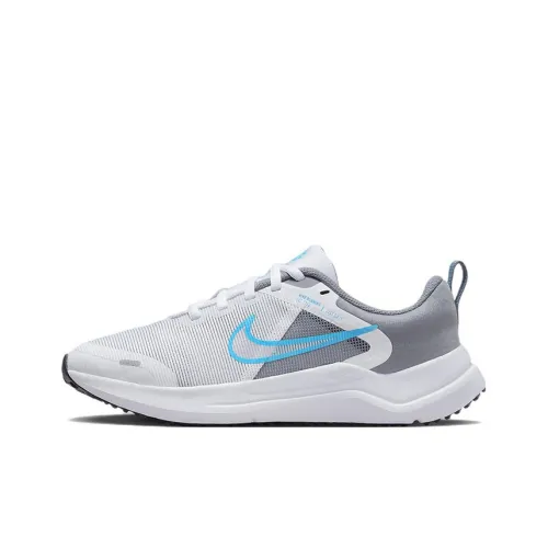 nike Downshifter 12 Амортизирующие устойчивые к скольжению и износу низкие детские беговые кроссовки белые серые для подростков